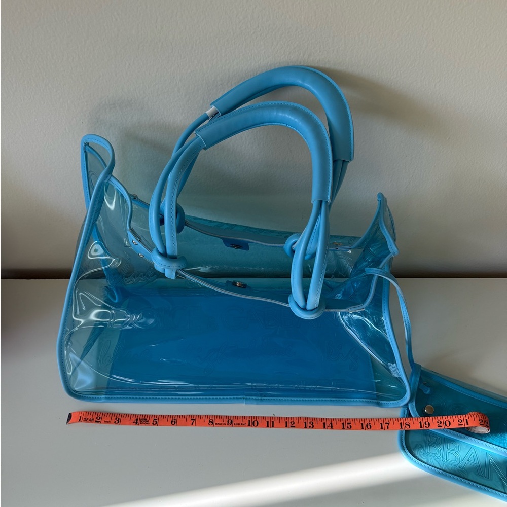 Dolce & Gabbana Beach Bag, Blue Transparent Tote Bag with Silver Accents - Picture 6 of 9